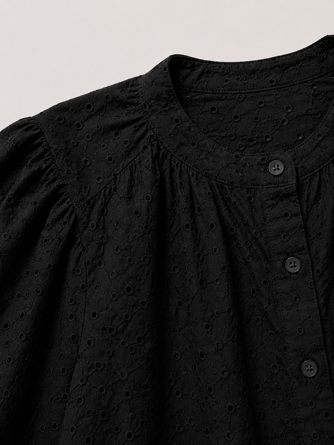 Women Black Broderie Flutter Sleeve Top