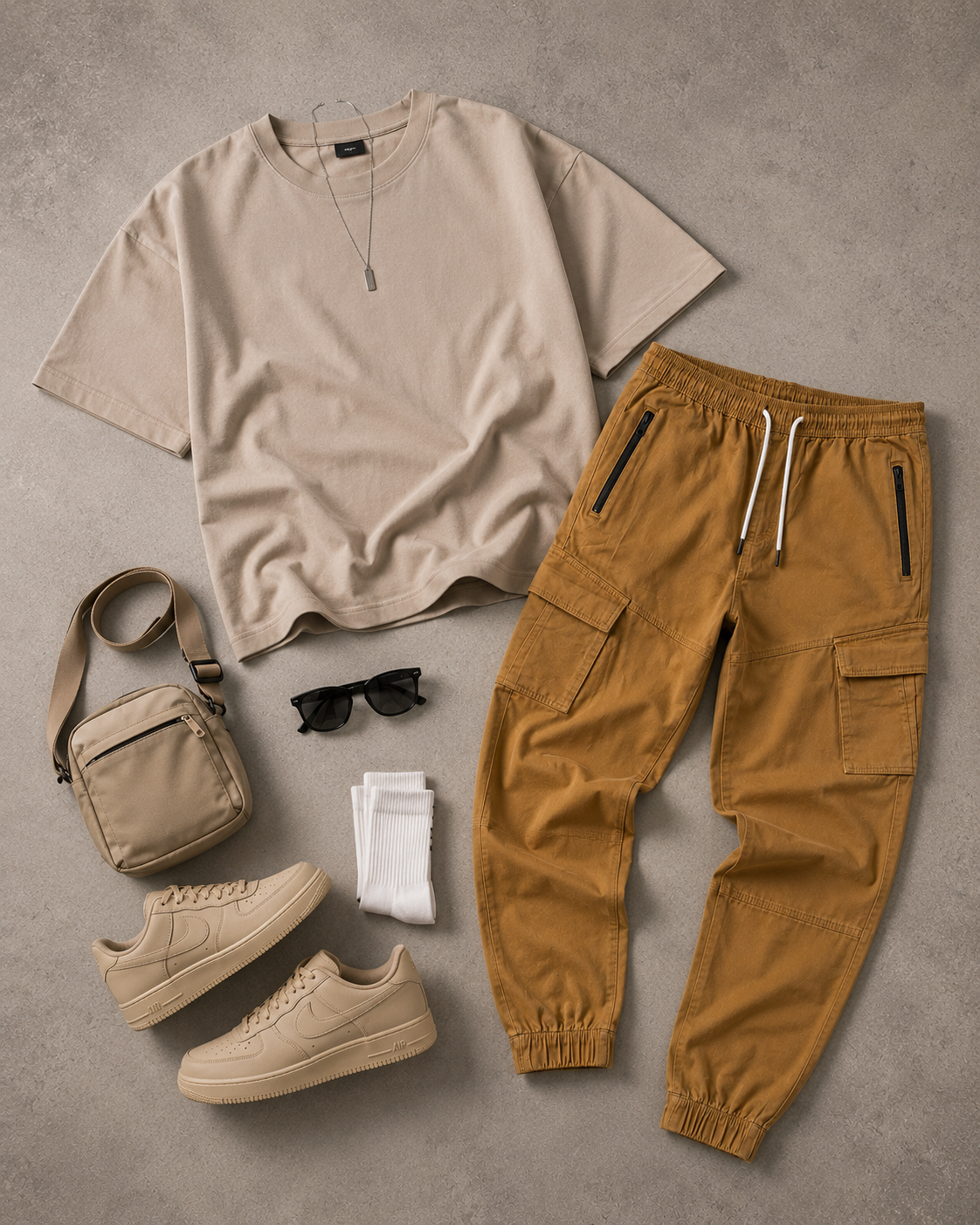 Men Brown Utility Cargo Joggers