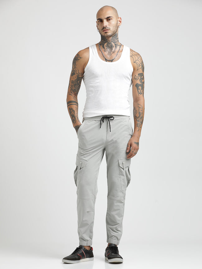 Men Utility Trousers with Elastic Edges