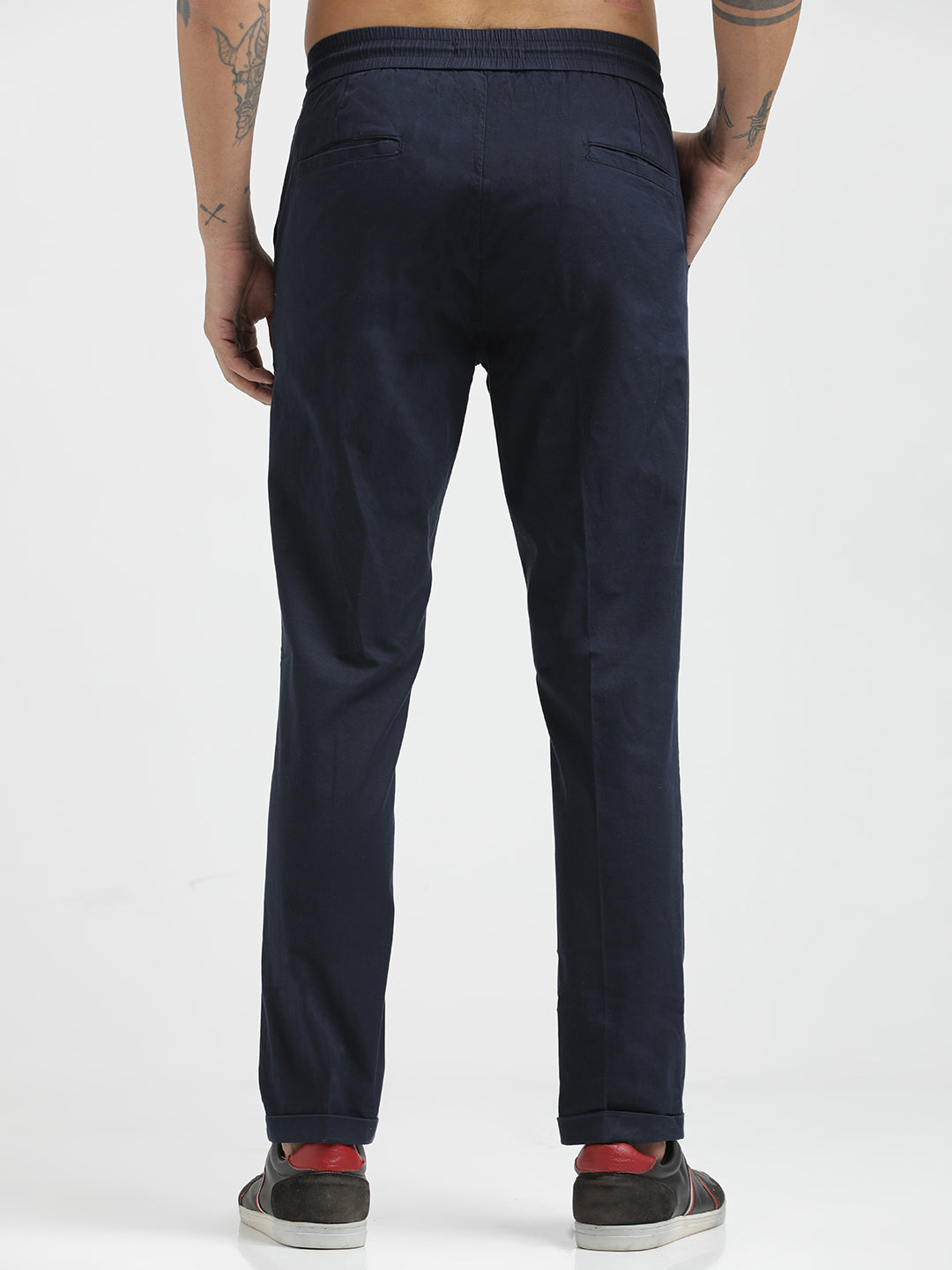 Men Cotton Drawstring Trousers with Pockets