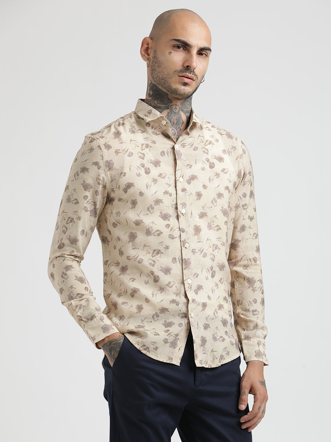 Men Slim Fit Nylon Shirt