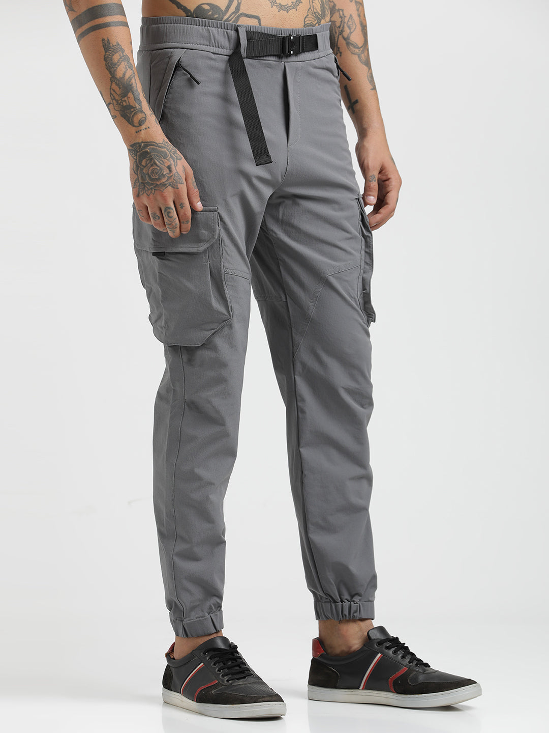 Men Cargo Joggers with Multi-Pocket Design