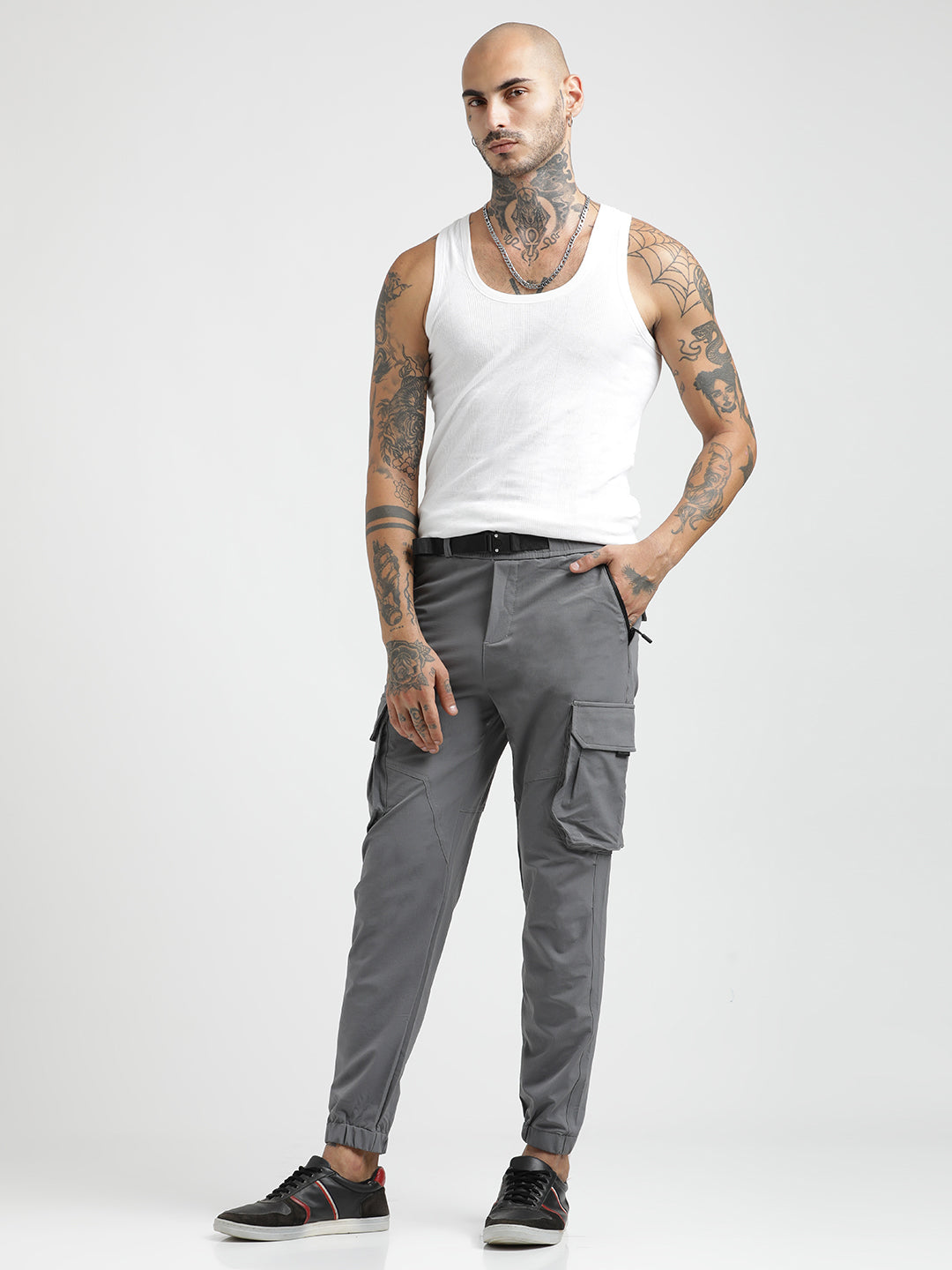 Men Cargo Joggers with Multi-Pocket Design