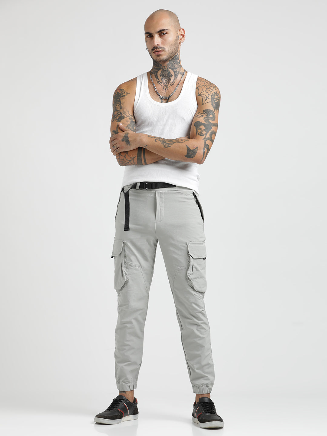 Men Cargo Joggers with Multi-Pocket Design