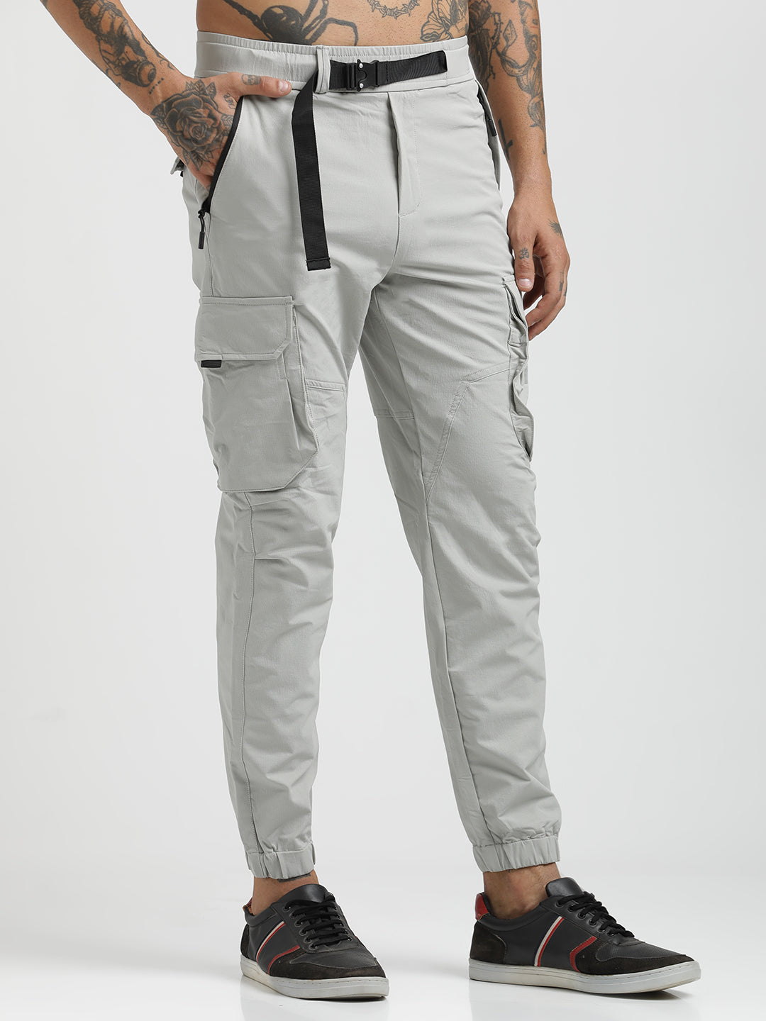Men Cargo Joggers with Multi-Pocket Design
