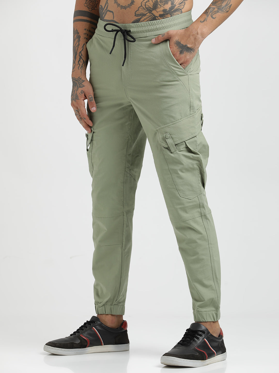 Men Utility Trousers with Elastic Edges