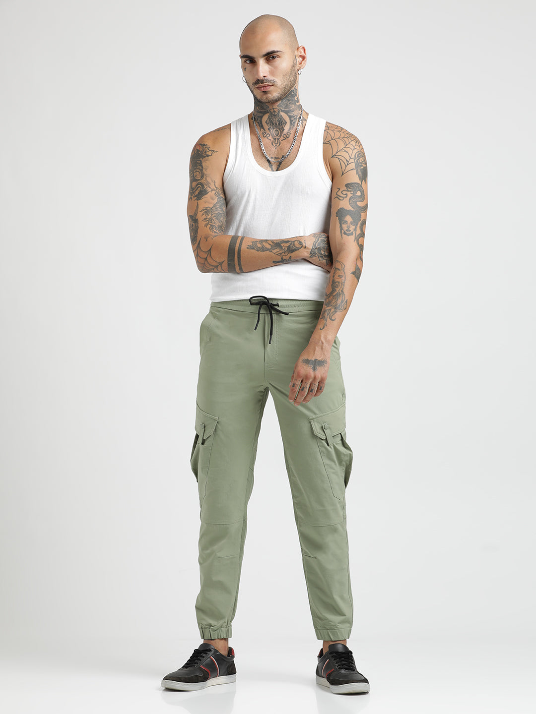 Men Utility Trousers with Elastic Edges