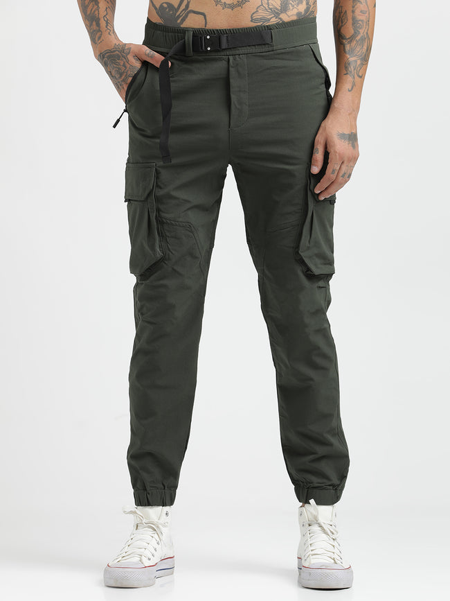 Men Cargo Joggers with Multi-Pocket Design