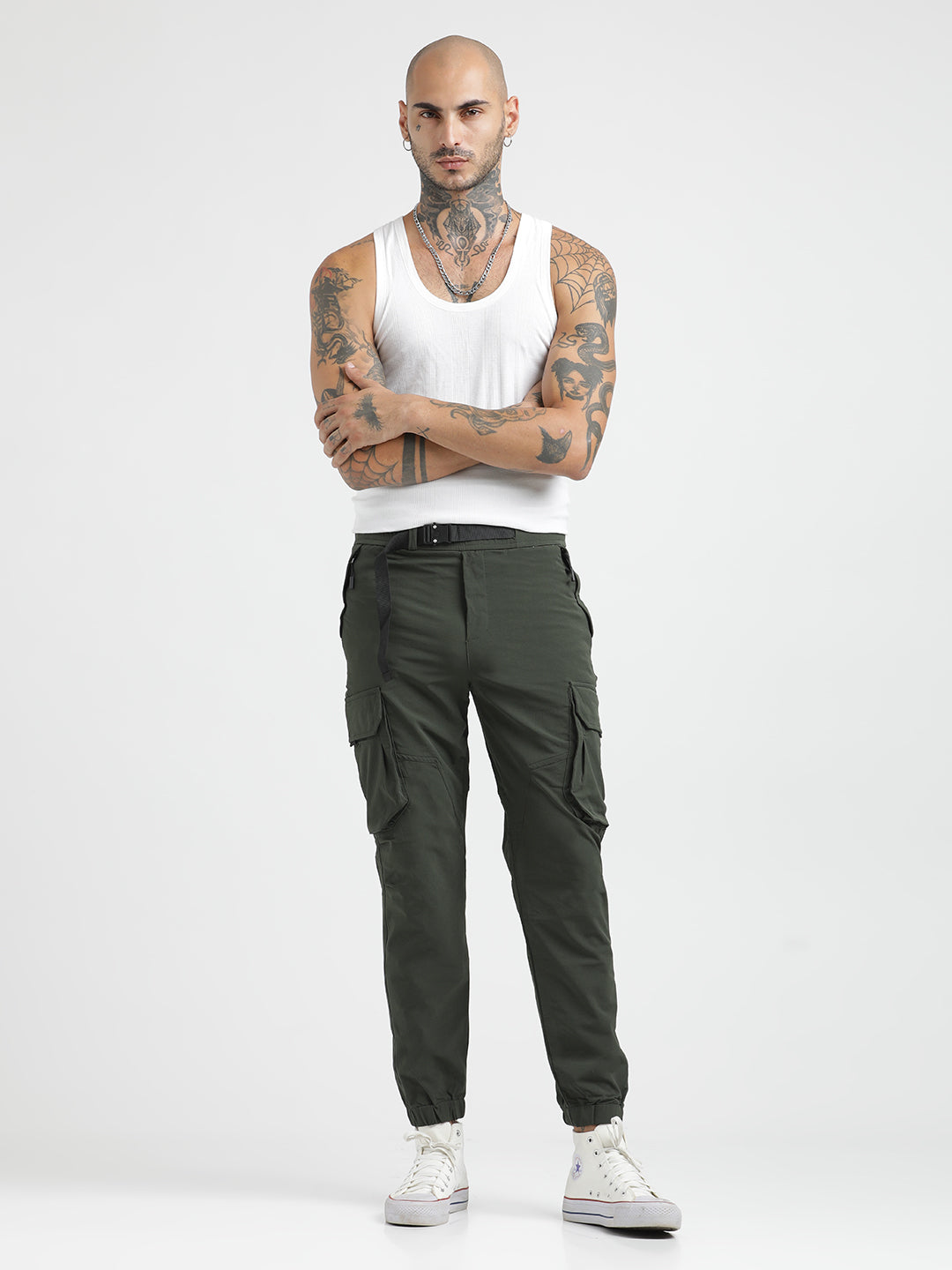 Men Cargo Joggers with Multi-Pocket Design