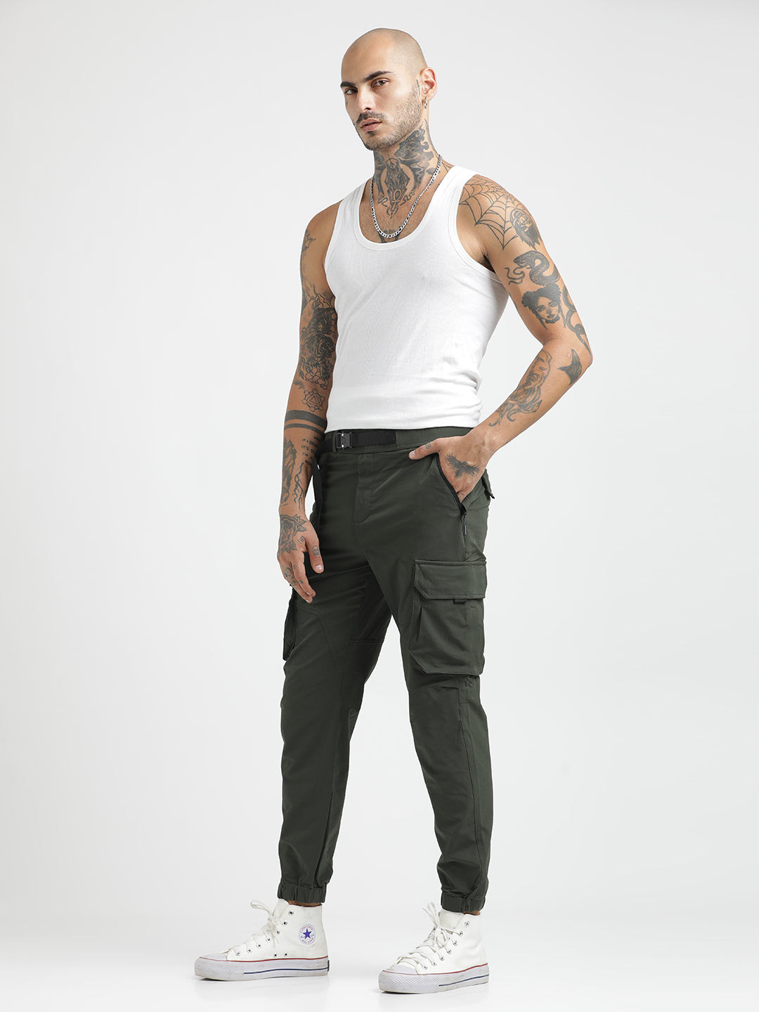 Men Cargo Joggers with Multi-Pocket Design