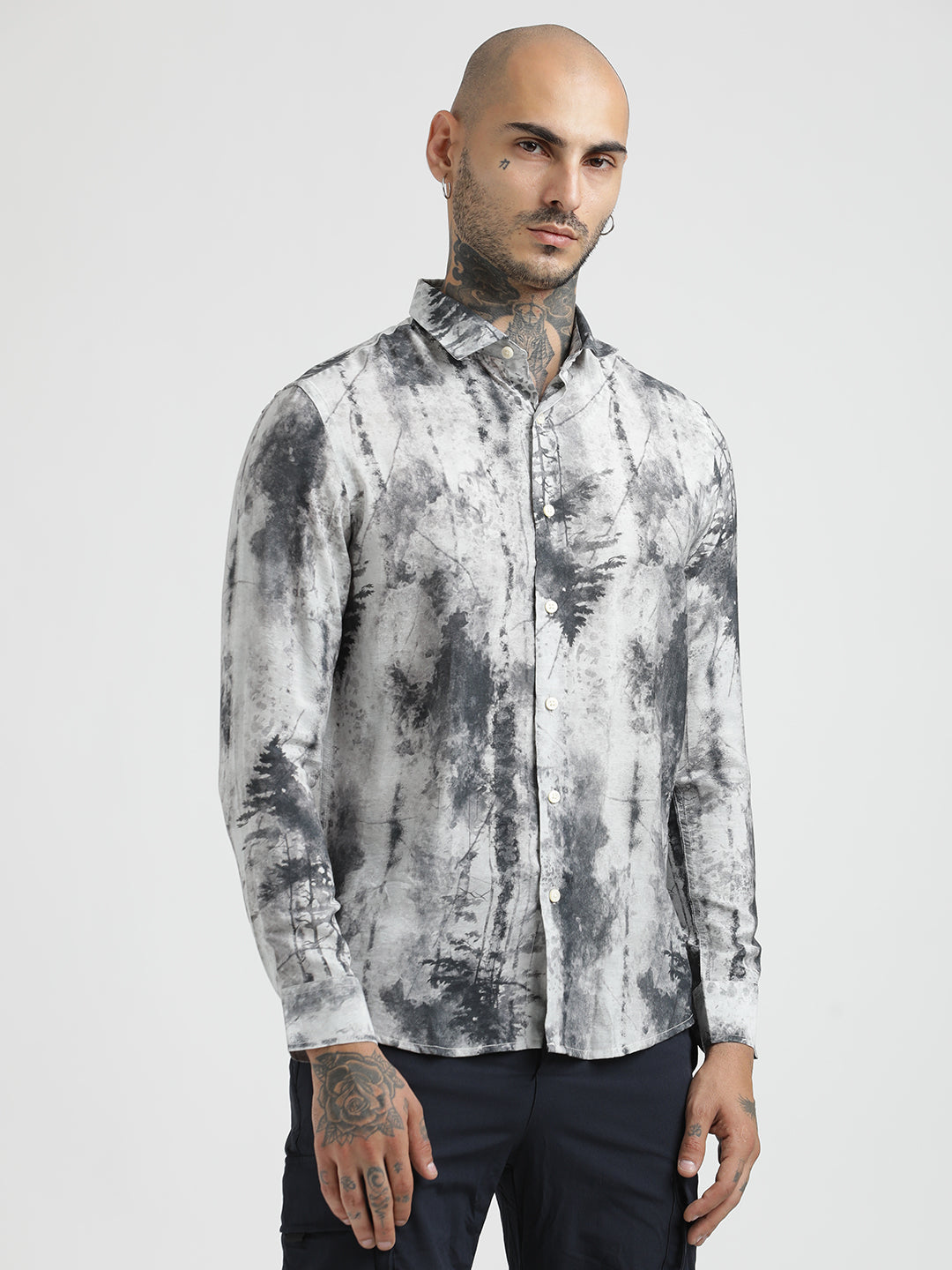 Men Slim Fit Nylon Shirt