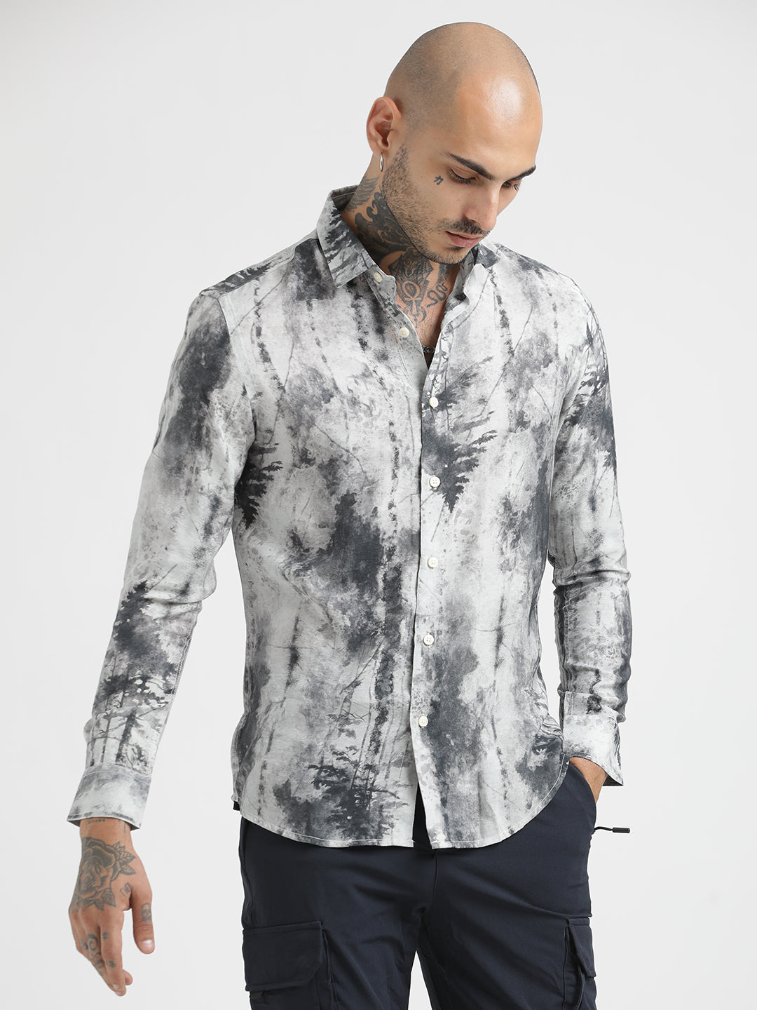 Men Slim Fit Nylon Shirt