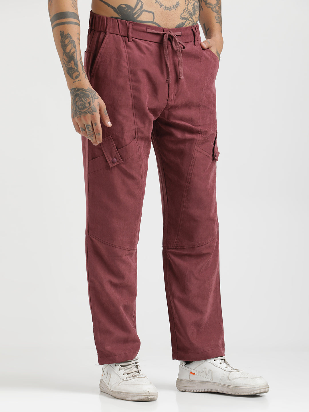 Men Velvet Cargo Trousers