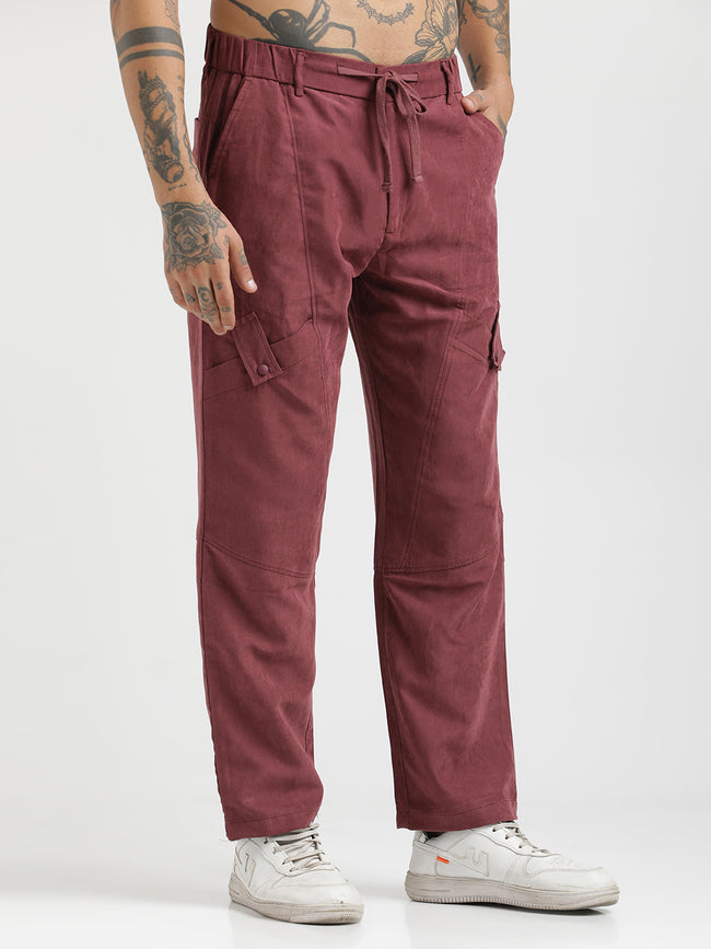 Men Velvet Cargo Trousers