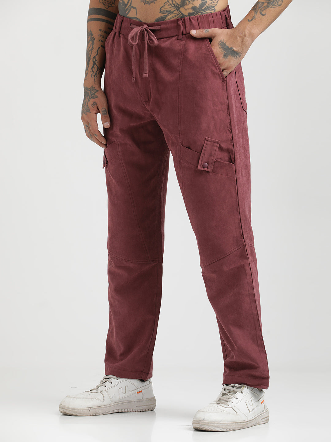 Men Velvet Cargo Trousers