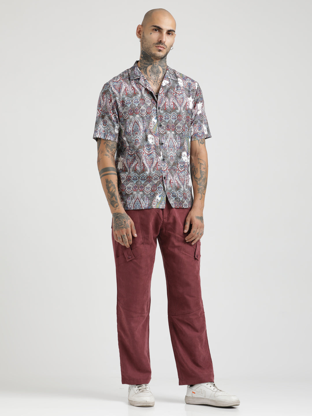 Men Printed Cotton Satin Shirt
