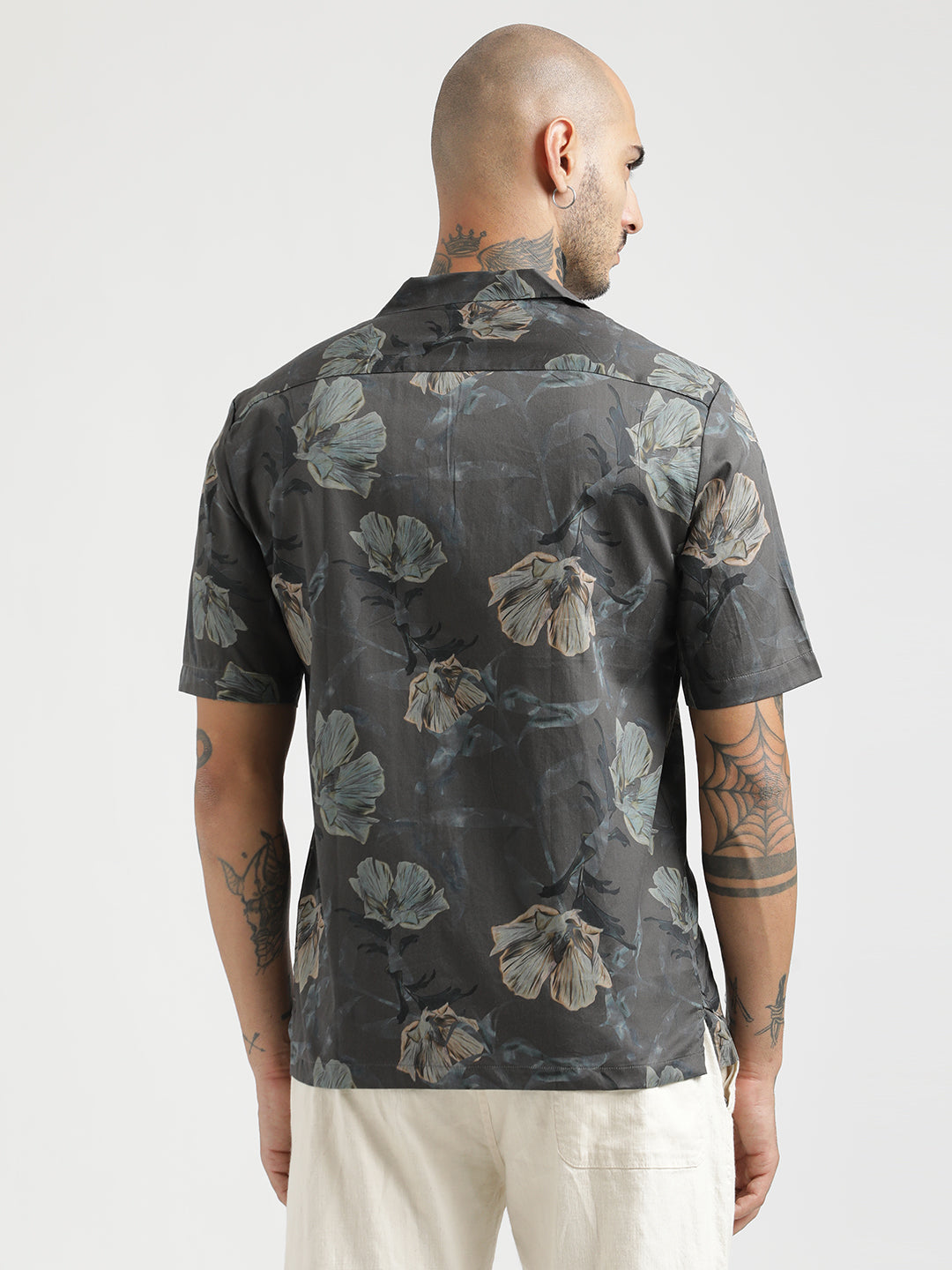 Men Printed Cotton Satin Shirt