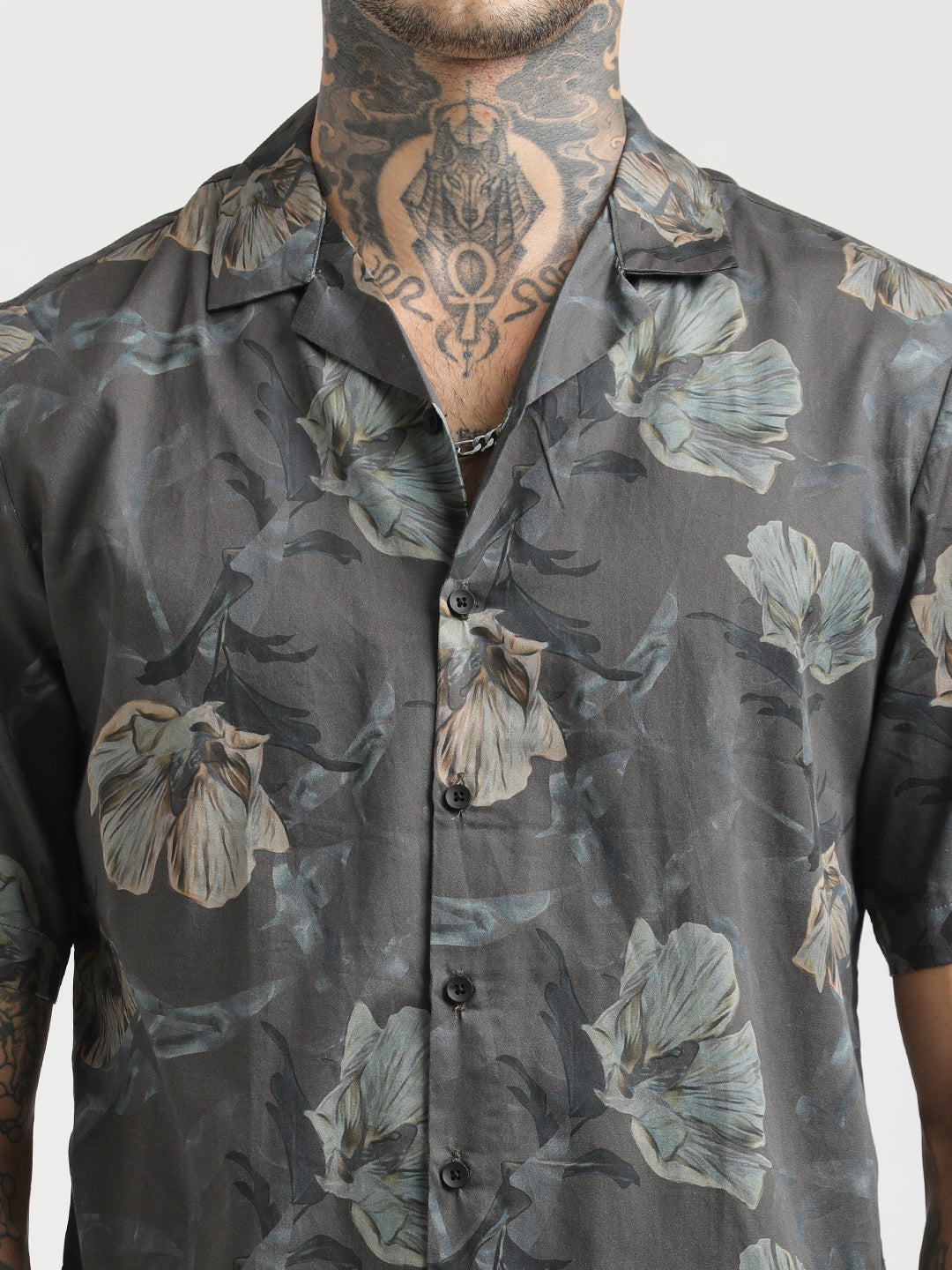 Men Printed Cotton Satin Shirt