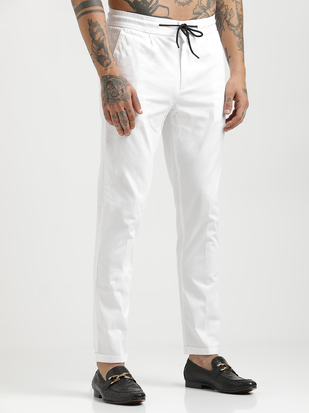 Men Cotton Drawstring Trousers with Pockets
