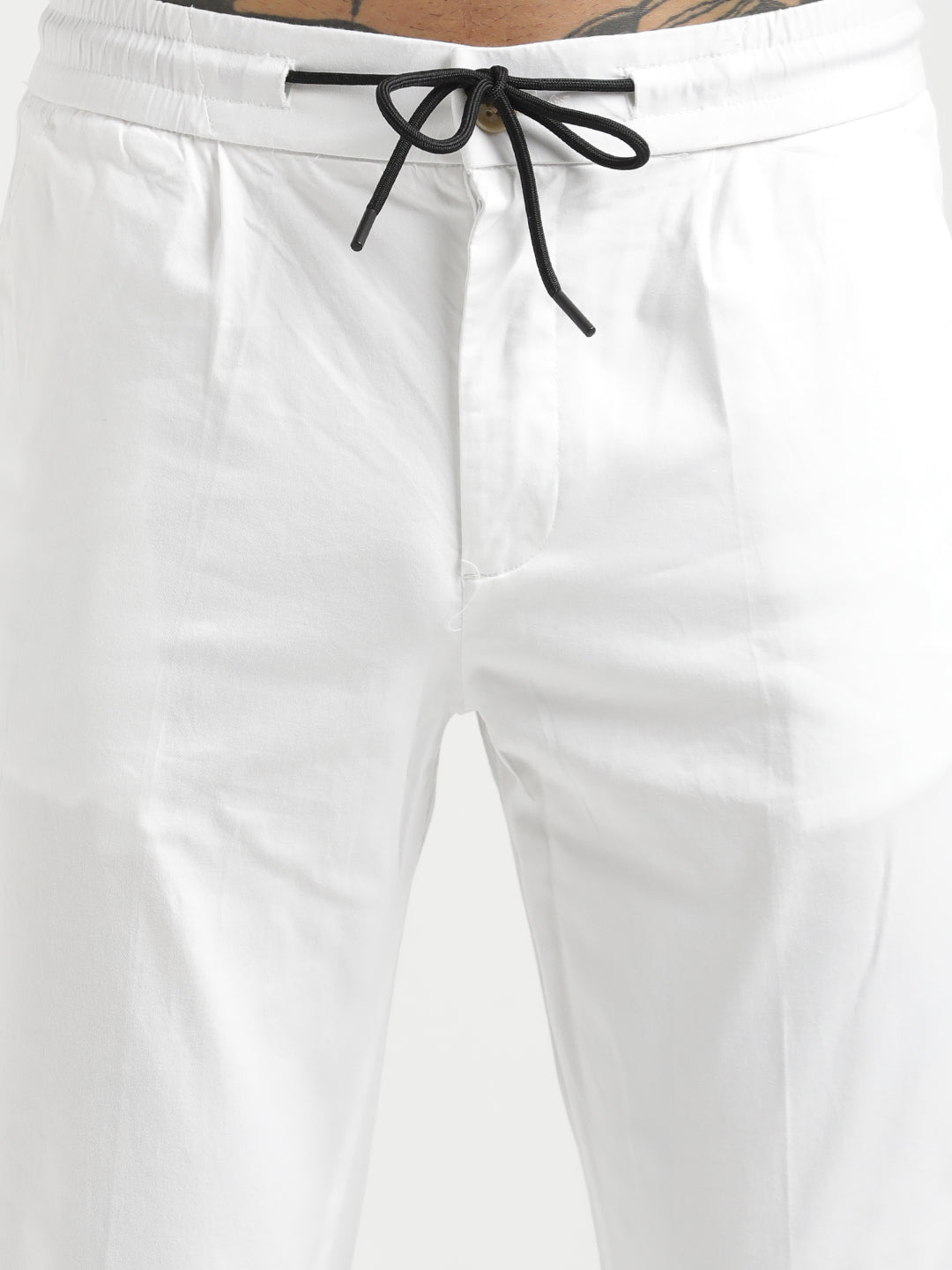 Men Cotton Drawstring Trousers with Pockets