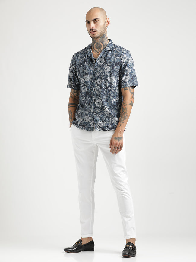Men Printed Cotton Satin Shirt