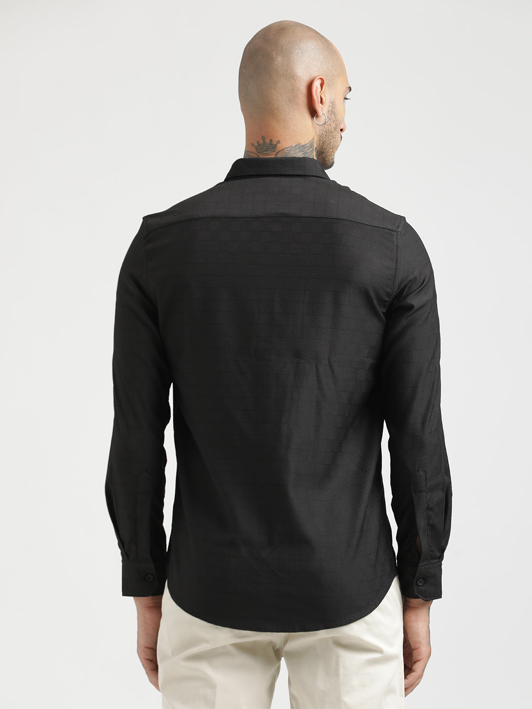 Men Textured Poly Shirt with Structured Finish