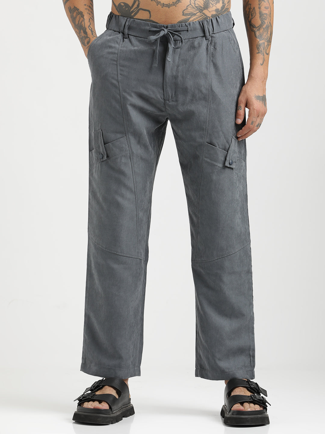 Men Velvet Cargo Trousers