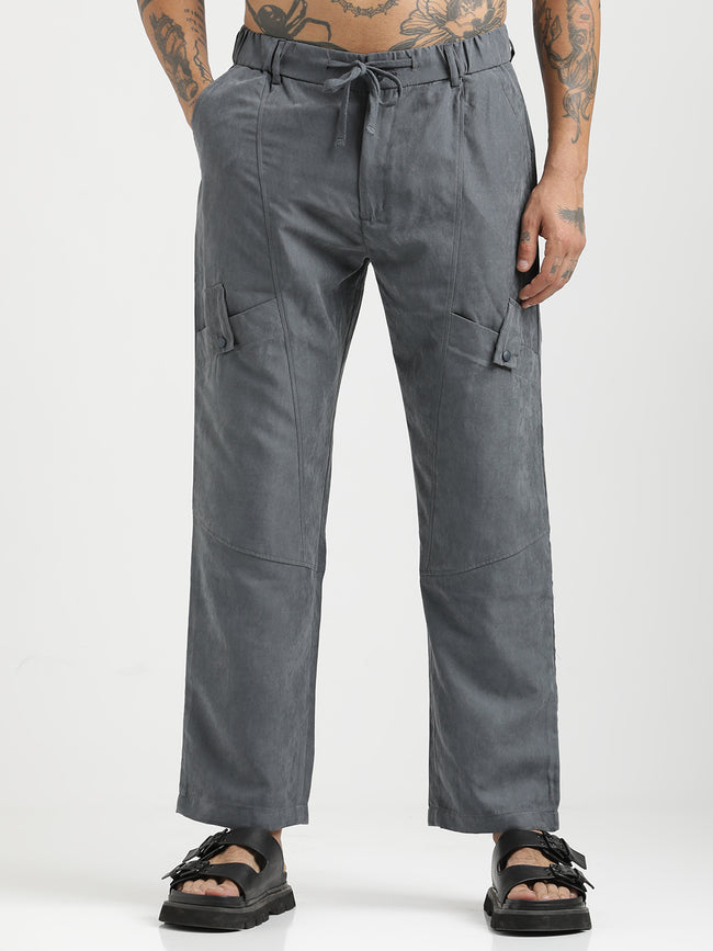 Men Velvet Cargo Trousers