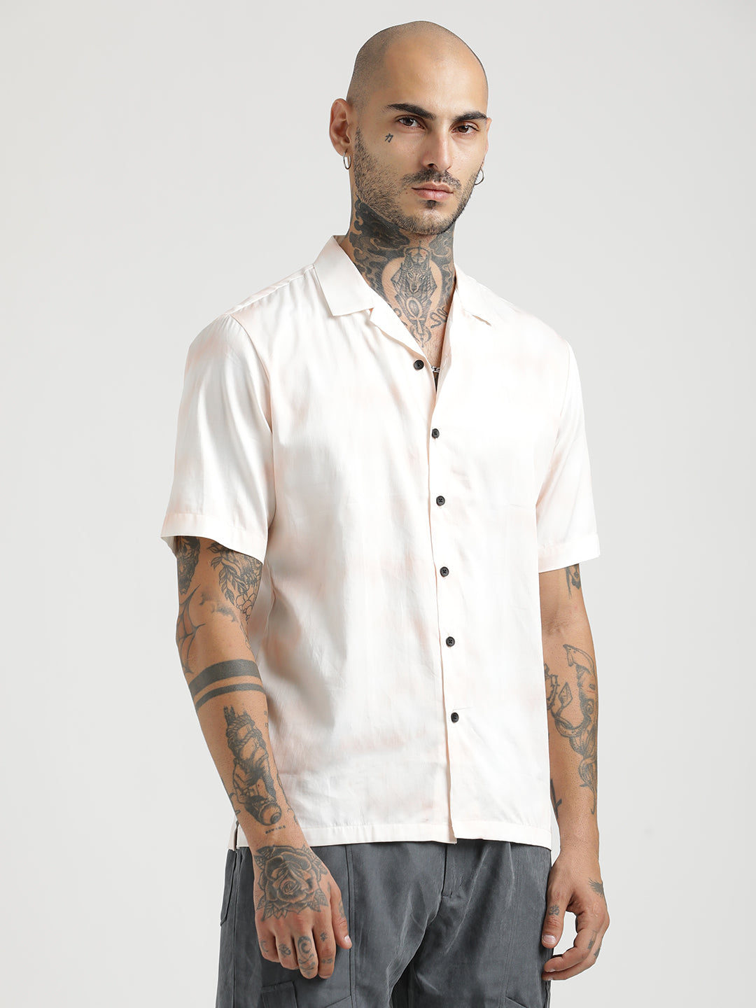 Men Printed Cotton Satin Shirt