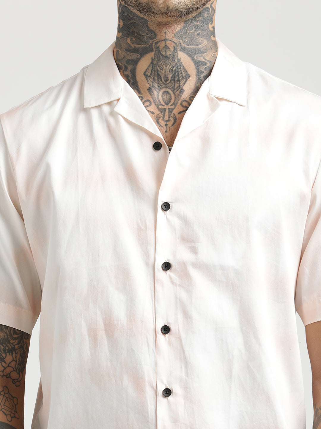 Men Printed Cotton Satin Shirt
