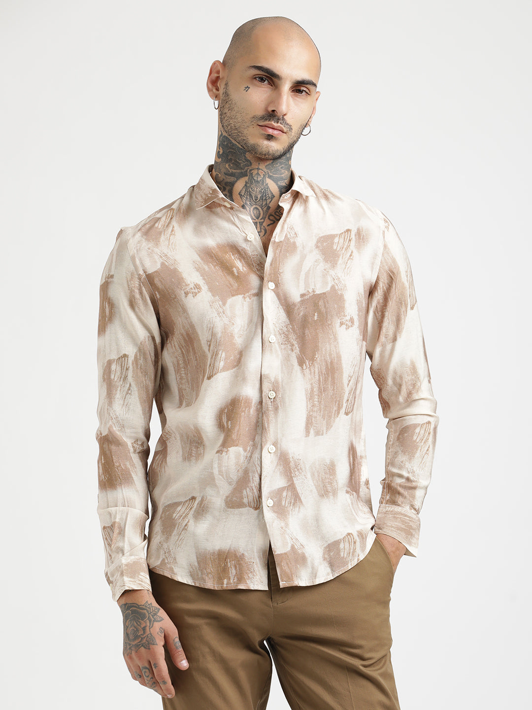 Men Slim Fit Nylon Shirt