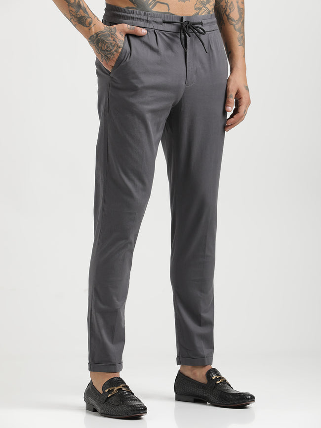 Men Cotton Drawstring Trousers with Pockets
