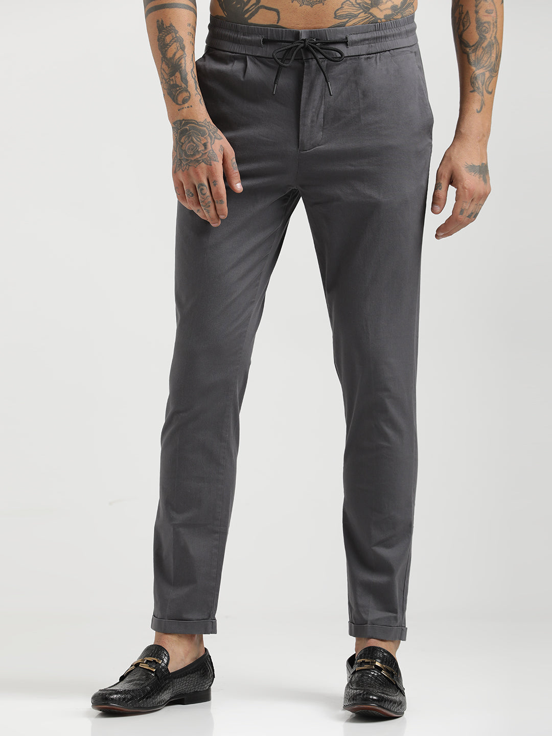 Men Cotton Drawstring Trousers with Pockets