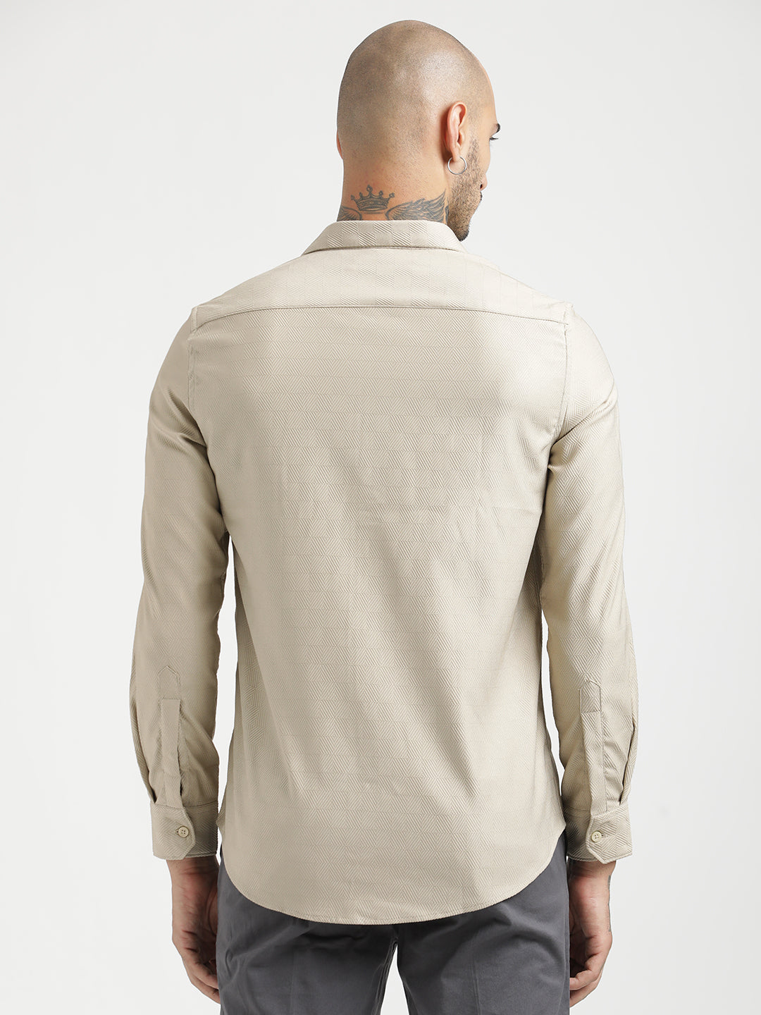 Men Textured Poly Shirt with Structured Finish