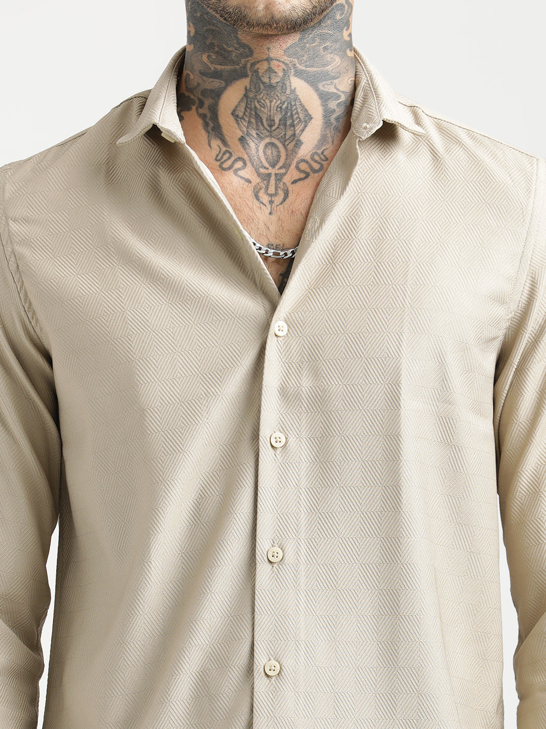 Men Textured Poly Shirt with Structured Finish