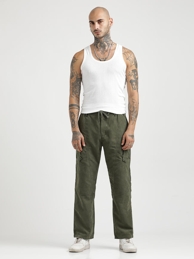 Men  Velvet Cargo Trousers