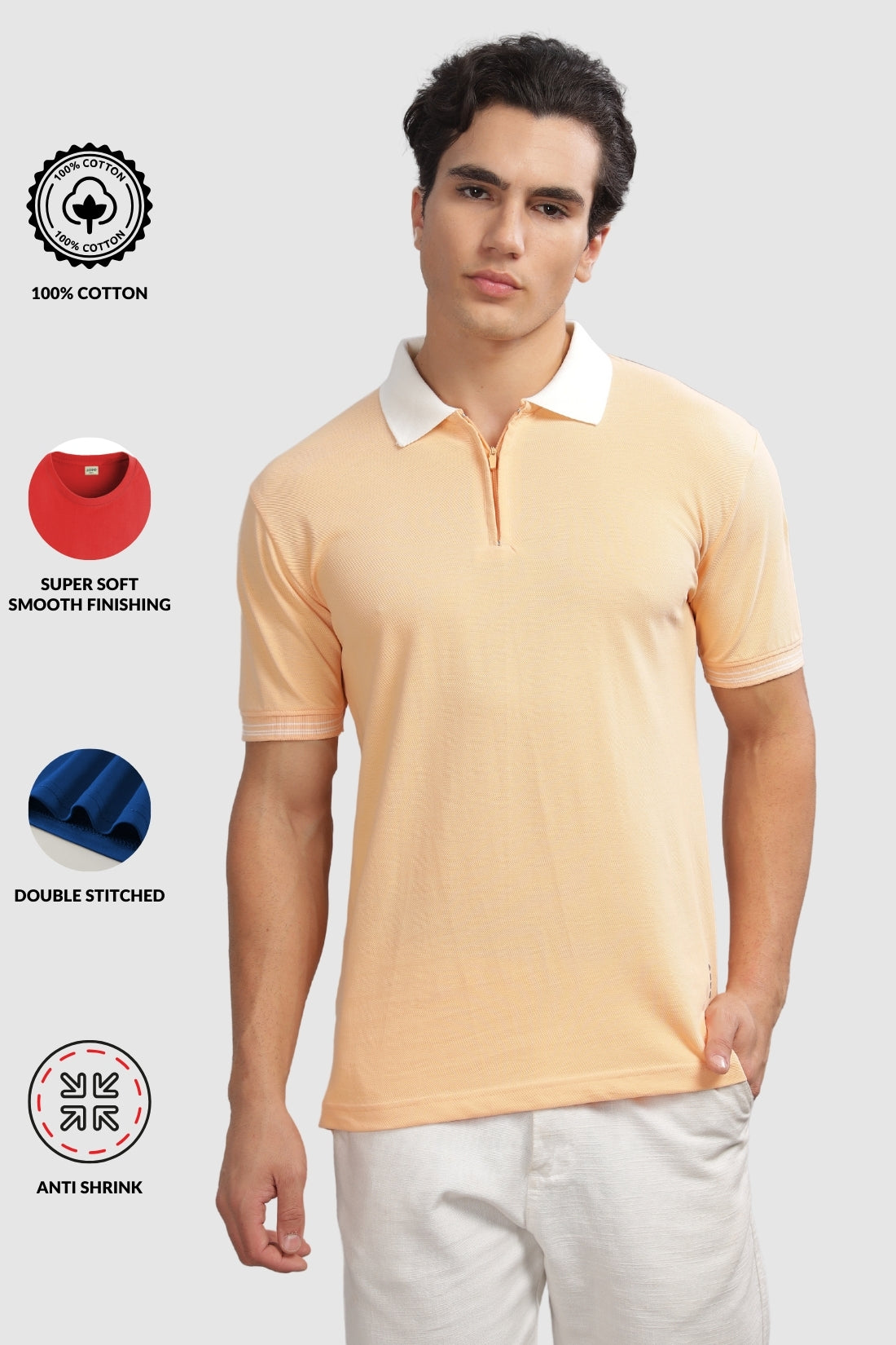 Men Peach Fuzz Regular Fit Polo T-Shirt