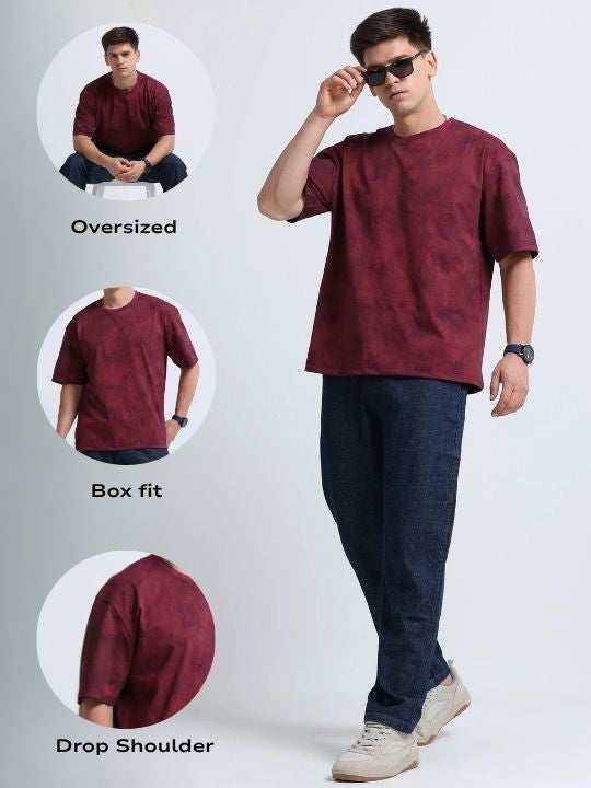 Men Maroon Streetwear T-Shirt
