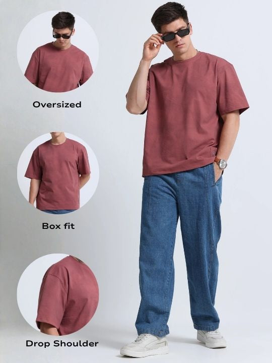 Men Pink Oversized T-Shirt