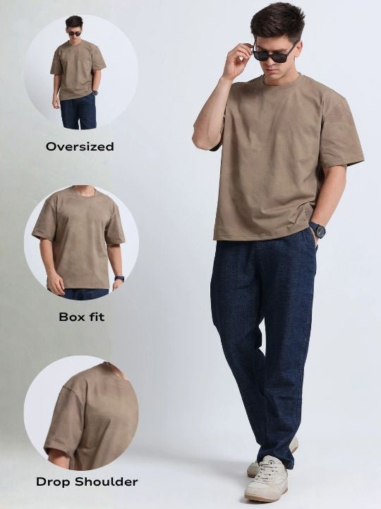 Men Khaki Oversized T-Shirt