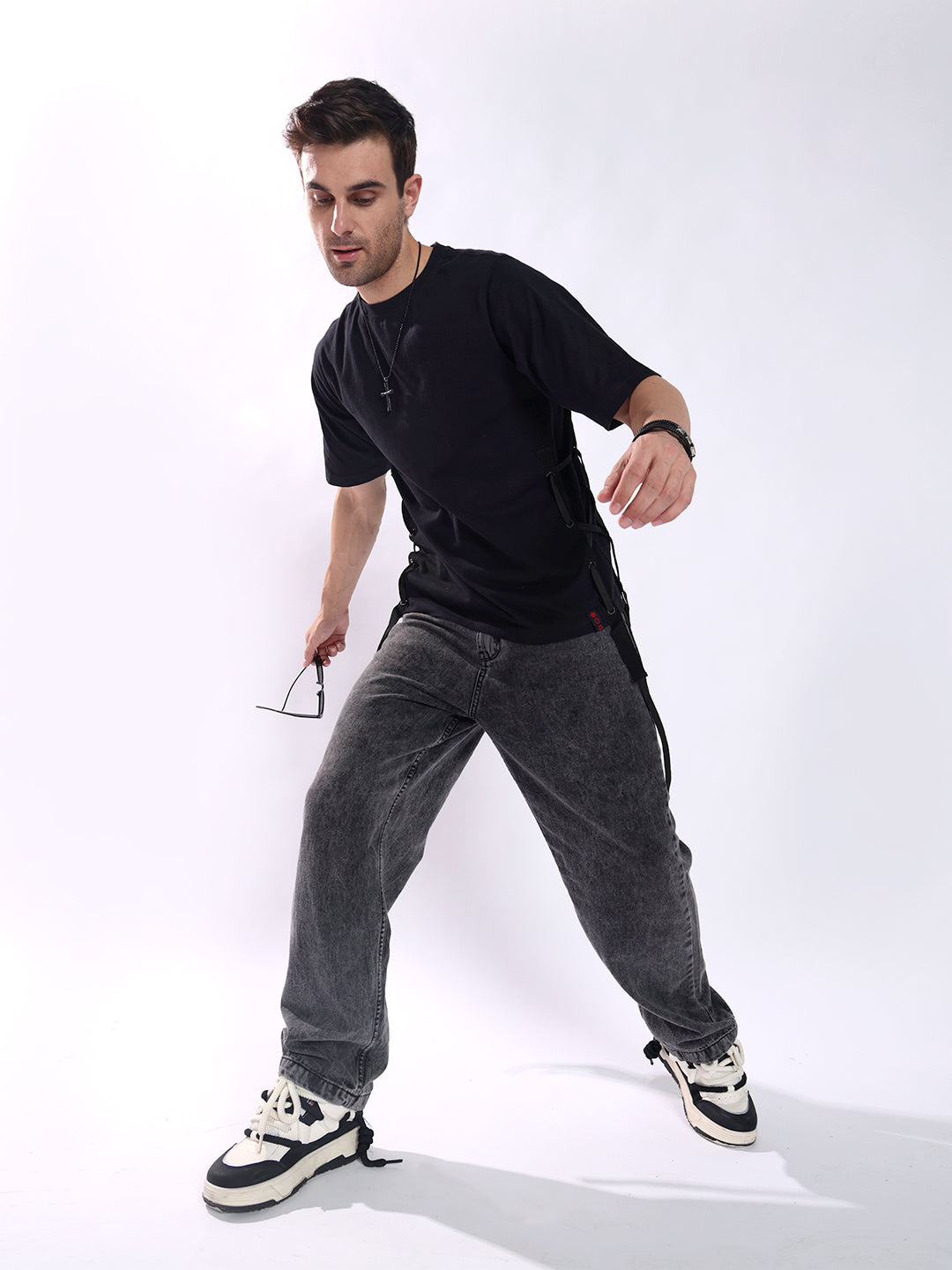 Men Black Cotton Oversized T-Shirt