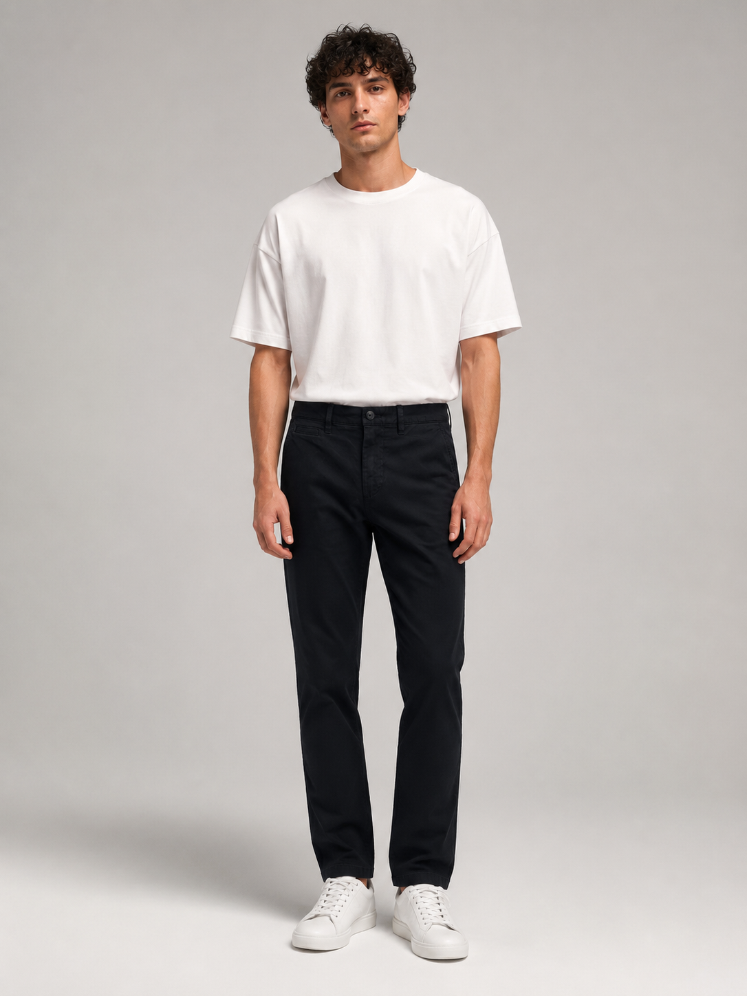 Men Black Tailored Stretchable Chinos