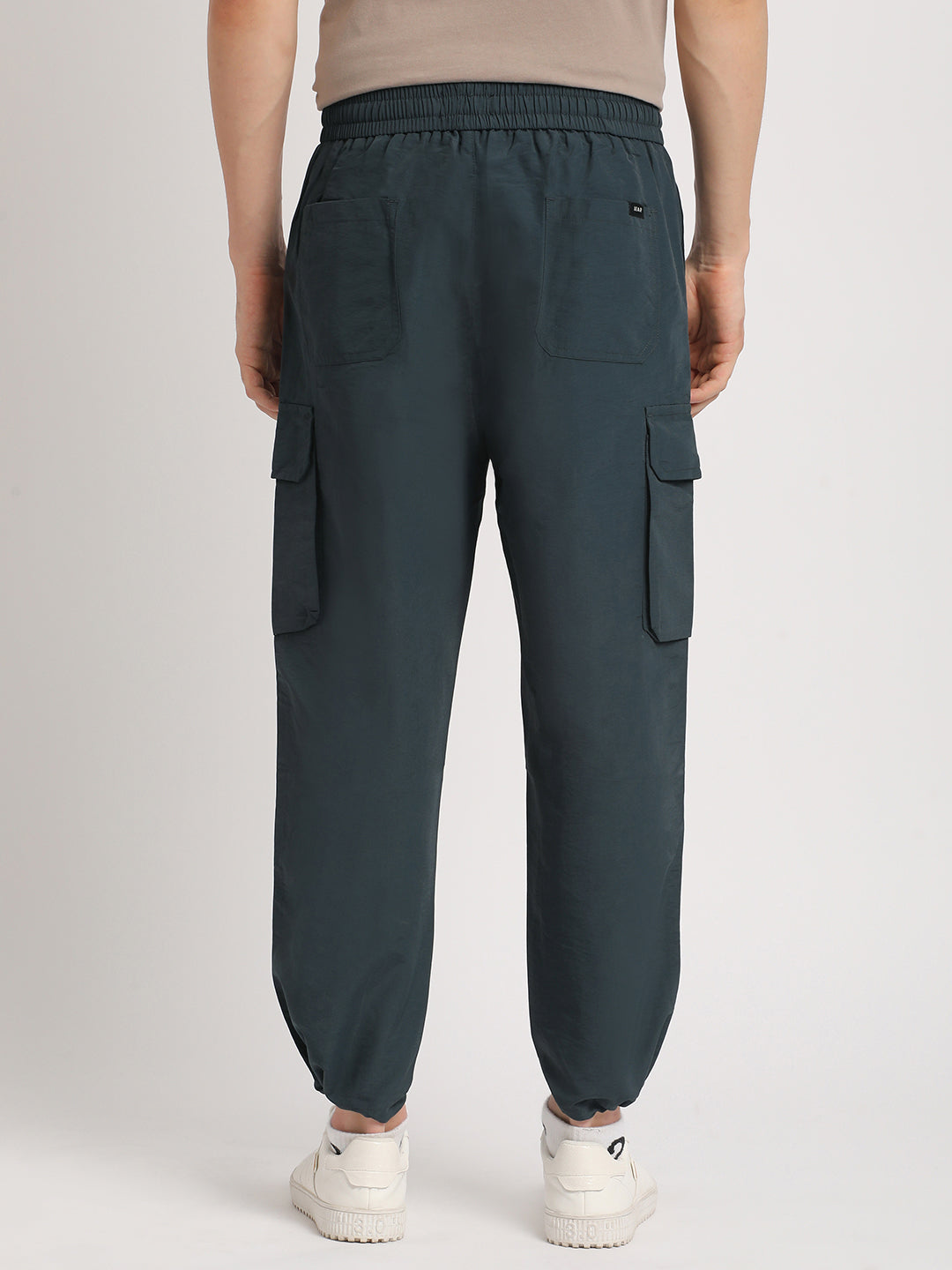 Men Blue Solid Relaxed Fit Cargo