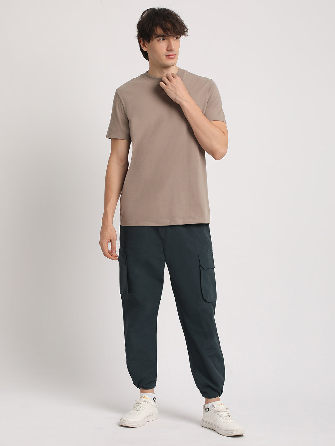 Men Blue Solid Relaxed Fit Cargo