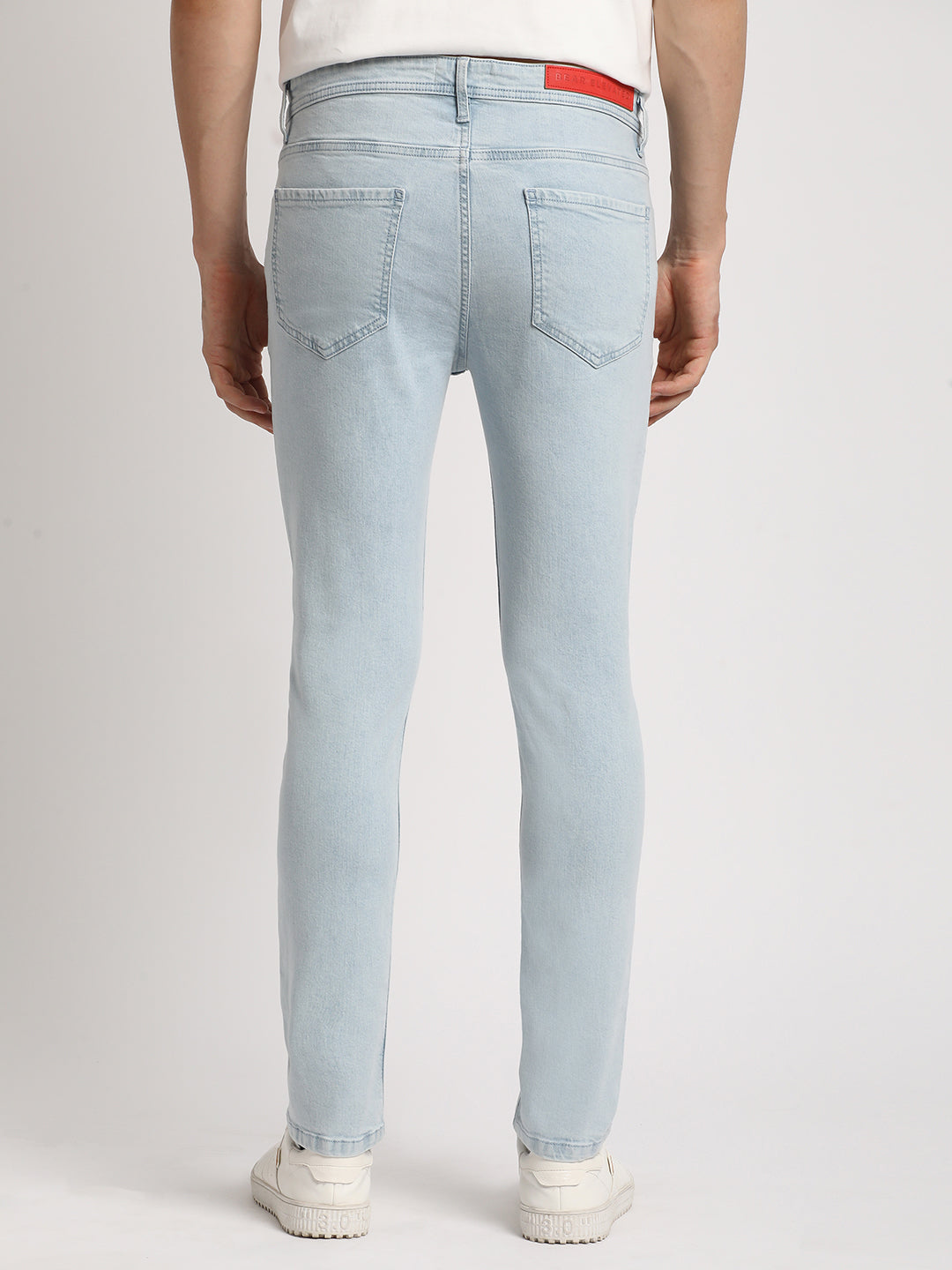 Men Solid Light Blue Mid Rise Slim Fit Jean