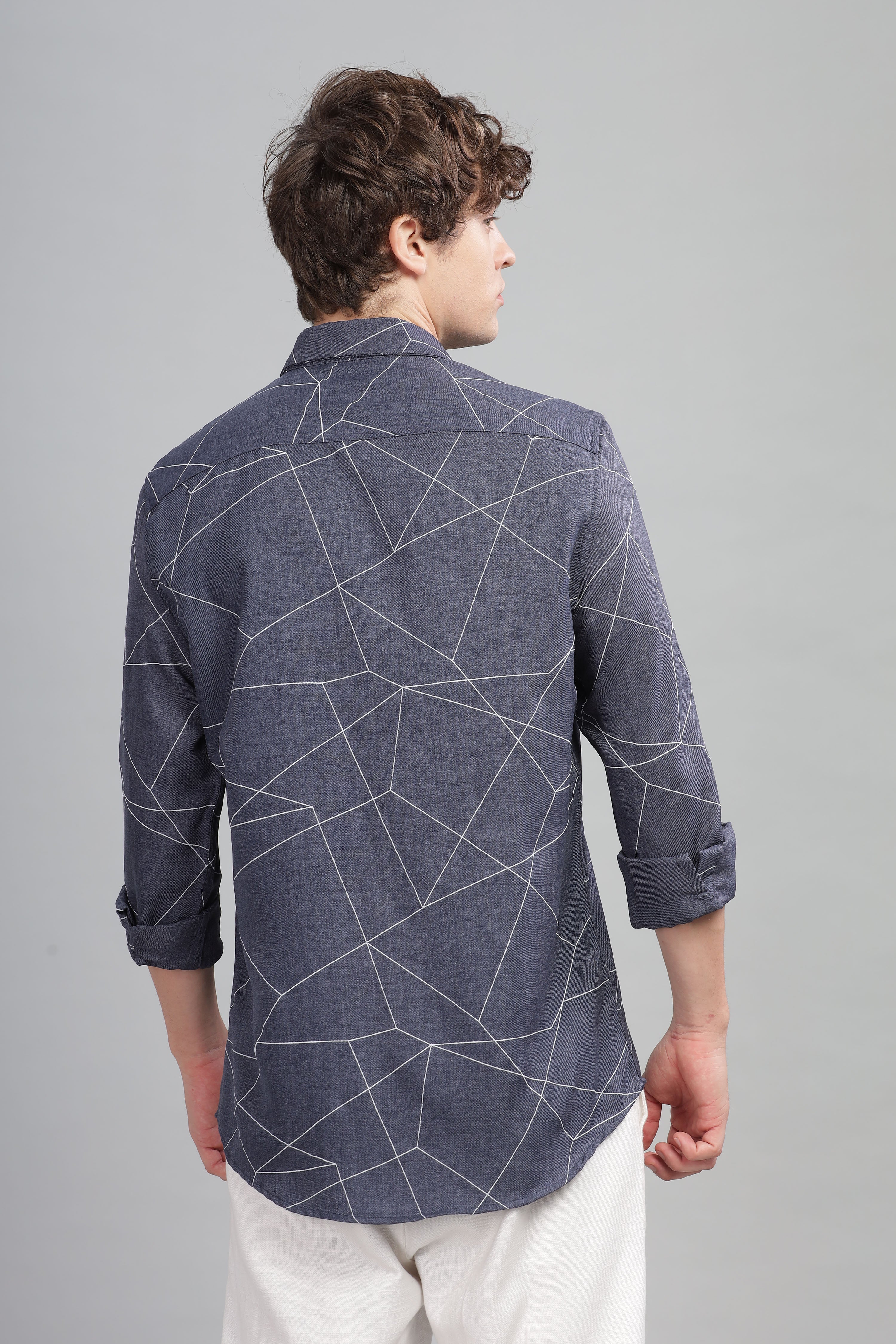 Men Dark Blue Slim Fit Shirt