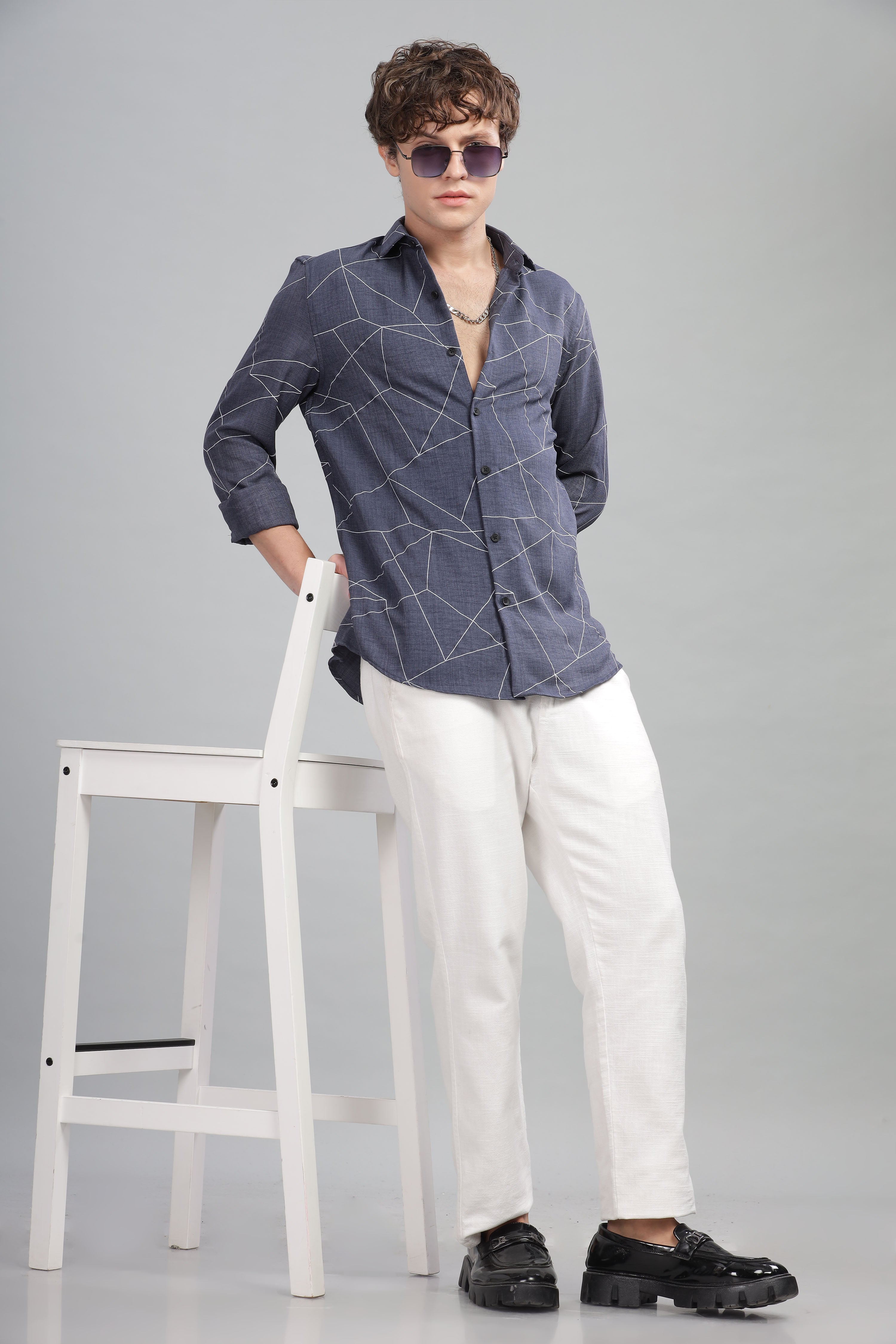 Men Dark Blue Slim Fit Shirt