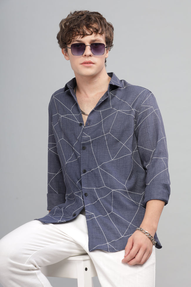Men Dark Blue Slim Fit Shirt