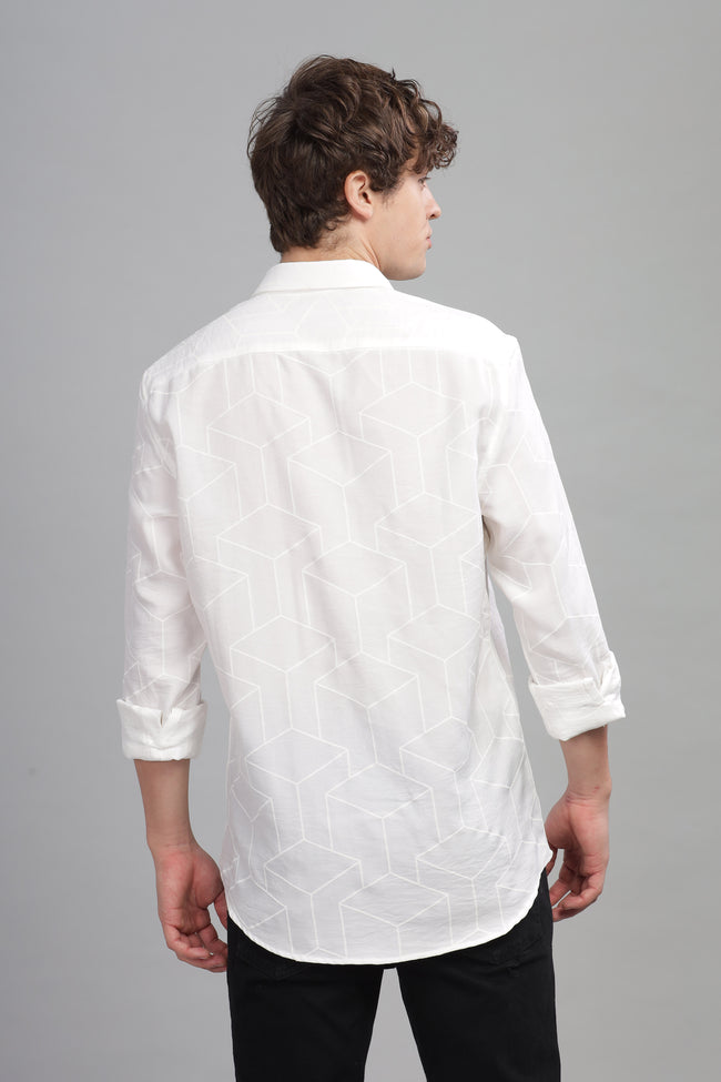 Men White Slim Fit Shirt