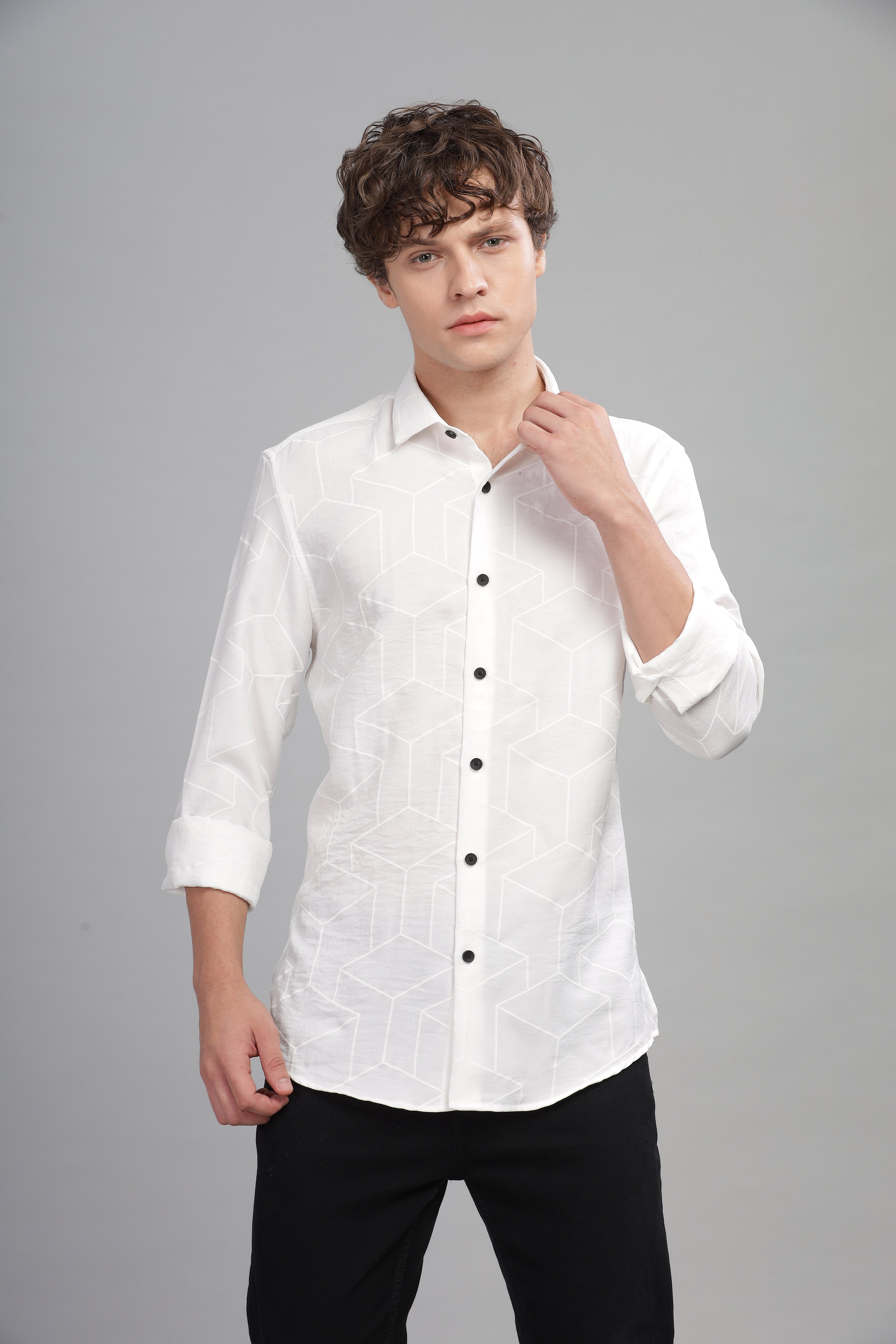 Men White Slim Fit Shirt